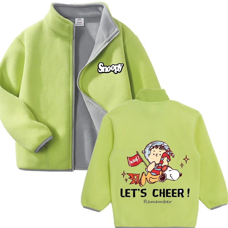 Chaqueta cárdigan Snoopy para primavera, Otoño e Invierno, chaqueta polar cálida, abrigos gruesos de lana Polar suave con cremallera, ropa de abrigo sólida para niño y niña