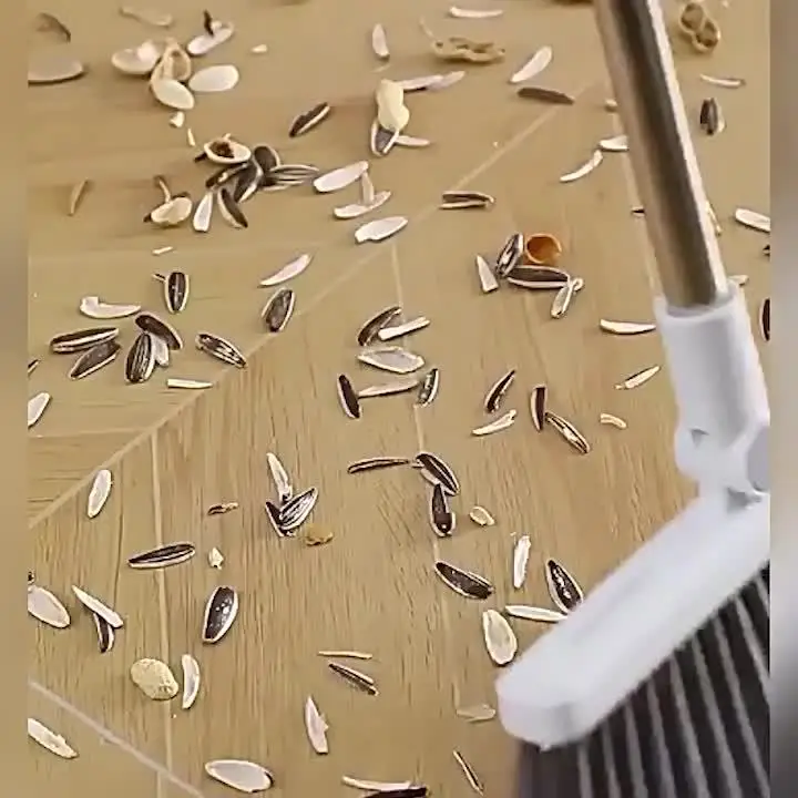 مجموعة مكنسة Joybos ذاتية التنظيف ومجارف من الفولاذ المقاوم للصدأ مقاومة للشعر للأرضيات الصلبة مكنسة منزلية فعالة لتنظيف الزوايا