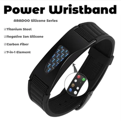 ARADOO Silicone Power Balance Bracelets for Men Women 7 in 1 Magnetic Sports Carbon Fiber Wristband