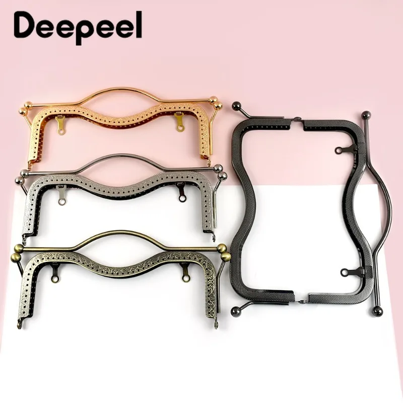 2/5Pcs 20/27cm Metal Embossed Bag Handle Purse Frame Wallet Handbag Clourse Lock Kiss Clasp Bracket DIY Handmade Sewing Material