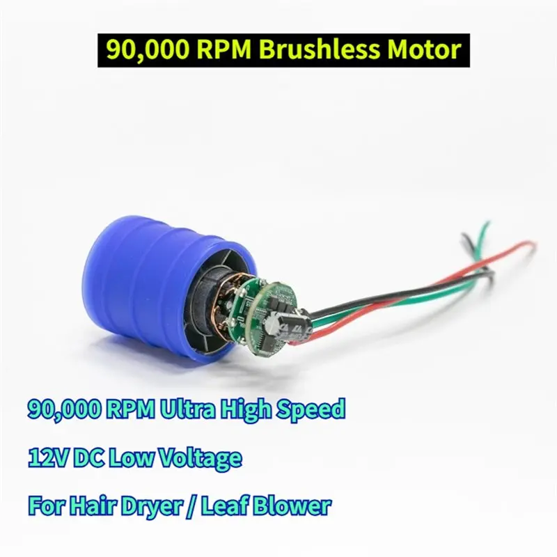 B97A-For Violent Turbo Fan Hair Dryer Leaf Blower Compatible- New 12V Brushless Motor 90, 000 RPM High-Speed-DC Fan Motor