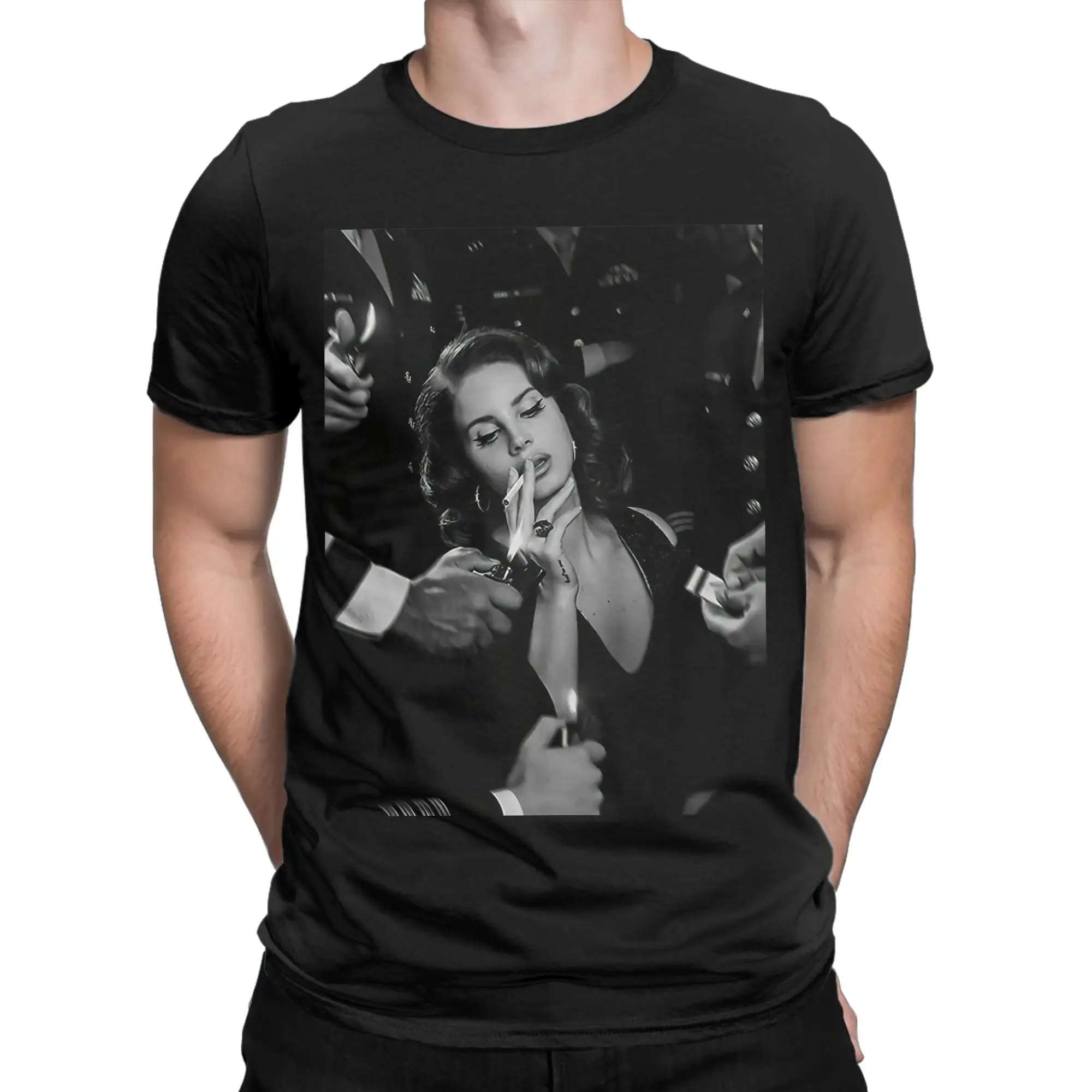 The Smoke Lana Del Rey T-Shirt Men  Novelty 100% Cotton Tee Shirt Crew Neck Short Sleeve T Shirt Birthday Present Clothing