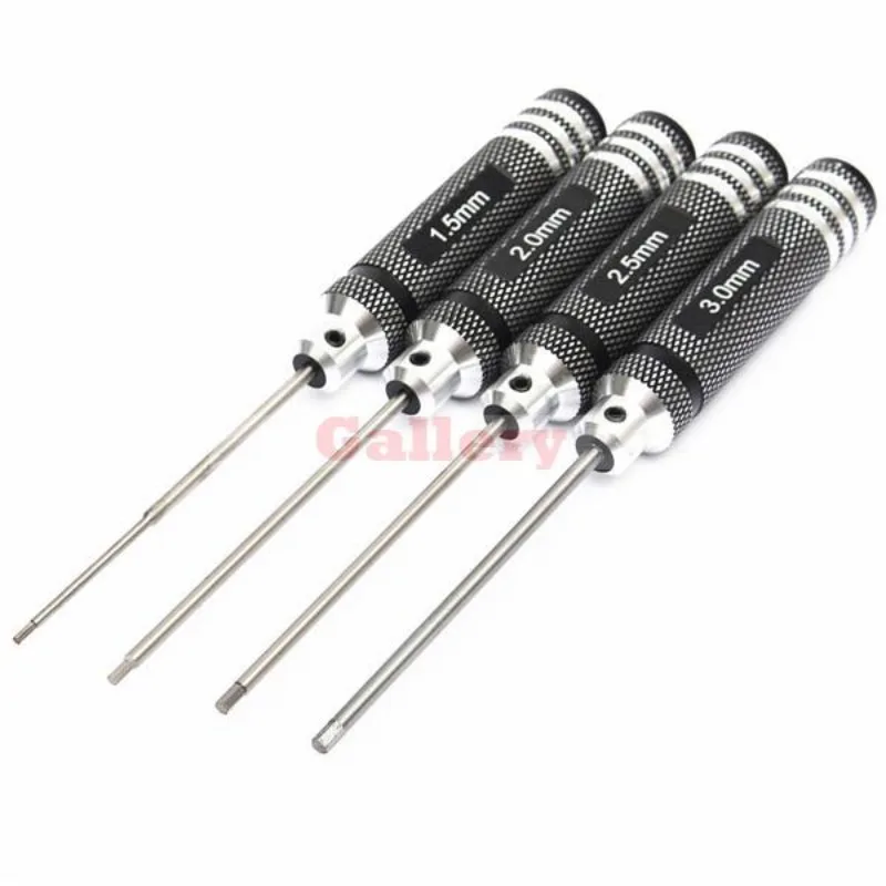 4 Pcs Metal Black Hss Hex Nut Head Screwdriver Tool Set 1.5mm 2.0mm 2.5mm 3.0mm 3 Wrench 1 Screwdriver Wrench Tool Set