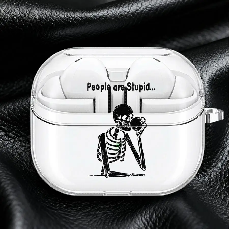 Case For Samsung Galaxy Buds 2Pro 4 Pro Live 3Pro 3 FE 4Pro 2 Clear Earphone Cases Cover With Hook Skeleton Drinking Water