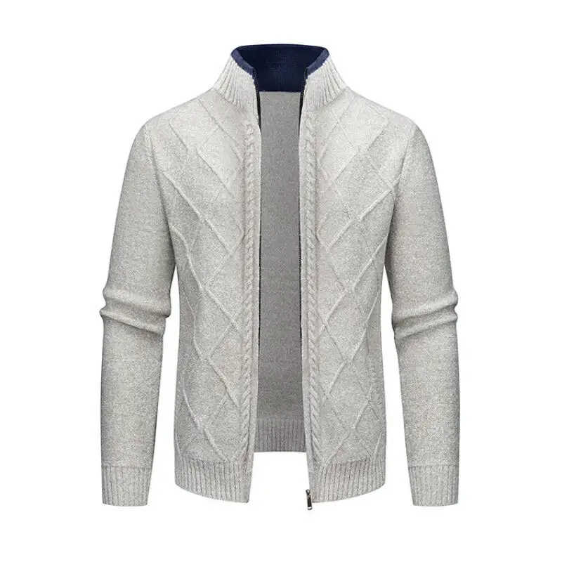 

Men's Autumn Winter Knitting Sweatercoat Stand Collar Cardigans Warm Fashion Knitted Coat Male Sweater Jacket Loose Outwear Man