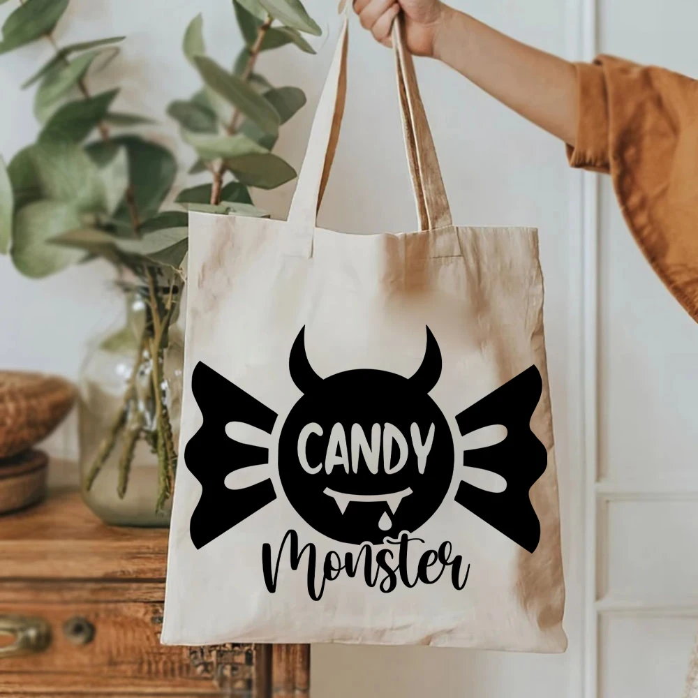 Candy Monster Tote Bags Halloween Candy Womens Handbag's Funny Halloween Monster Tote Bag's for Women's Trick or Treat Handbag's