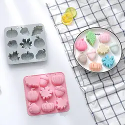 Autumn Silicone Molds For Baking Pumpkin Leaf Oak Fruit Shap 9 Cavity Silicone Molds DIY Candies Dessert Candle Molds Ice Cube