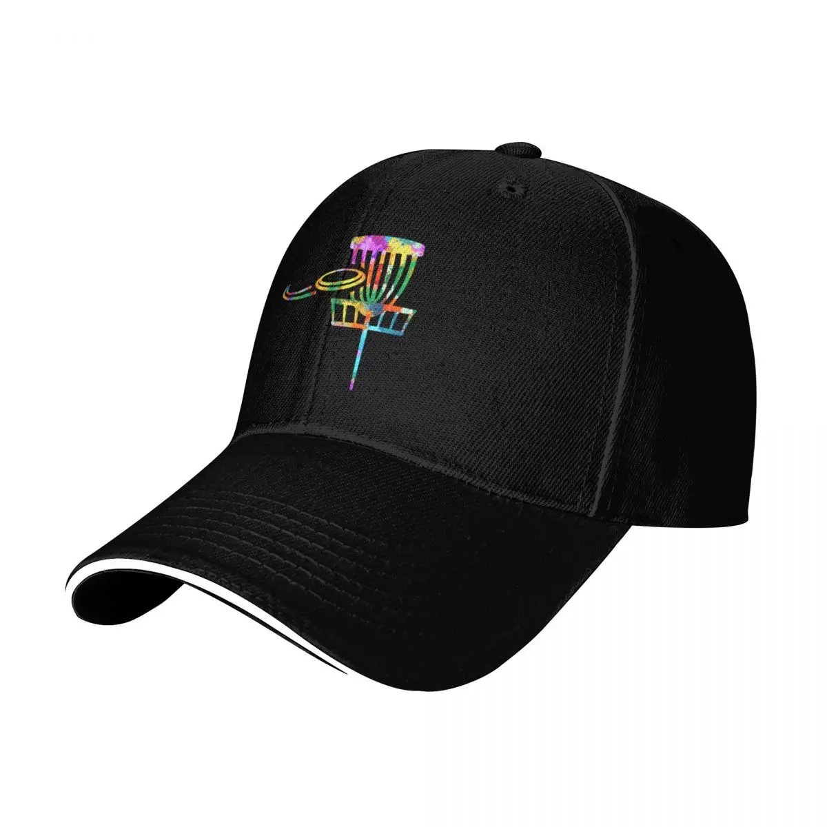 Disc golf Watercolor Color Baseball Cap Cotton Twill Breathable Contrast Two Tone Brim Snapback Flat Bill