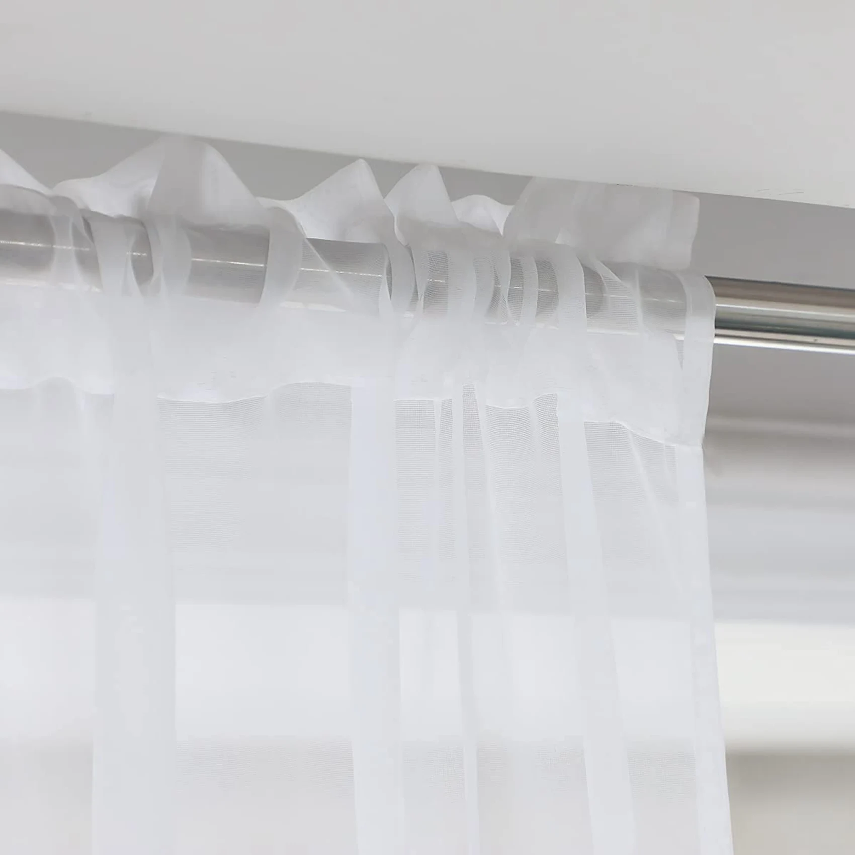 A96K-6X Window White Sheer Curtains 84 Inches Long 2 Panels Sheer White Curtains Clear Curtains Basic Rod Pocket Panel