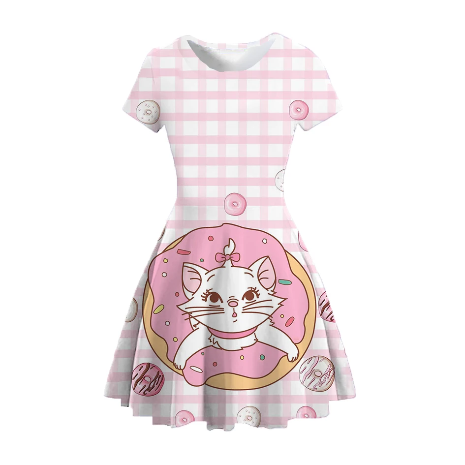 Disney Marie Prinzessin Party Dress Up Mädchen Sommerkostüme Kinder Stich Cartoon Casual Kostüm Geburtstagsgeschenk Kleid 1–15 Jahre