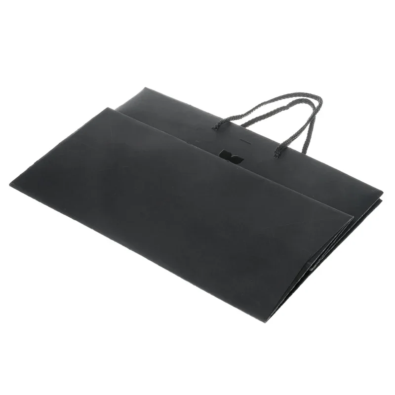 Factory wholesale Thick Quality Square Bottom Black Kraft Paper Gift Paper Shopping Bags With Handle