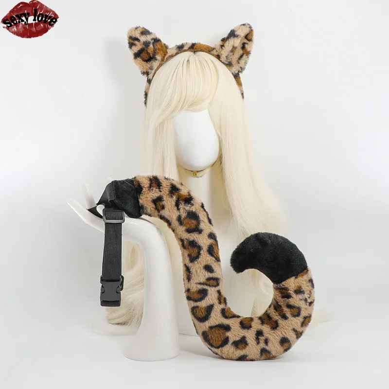 

Popular Halloween Tiger Hair Hoop Tail Set Cute Cow Tail Animal Cosplay Performance Prop Animal Set Cloud Cosplay