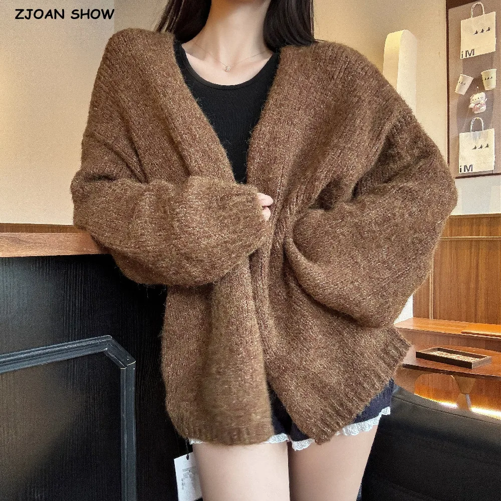 

4 цвета, новый осенне-зимний вязаный кардиган с v-образным вырезом для женщин, свободный свитер с длинными рукавами и пуговицами, накидка, джемпер, трикотаж