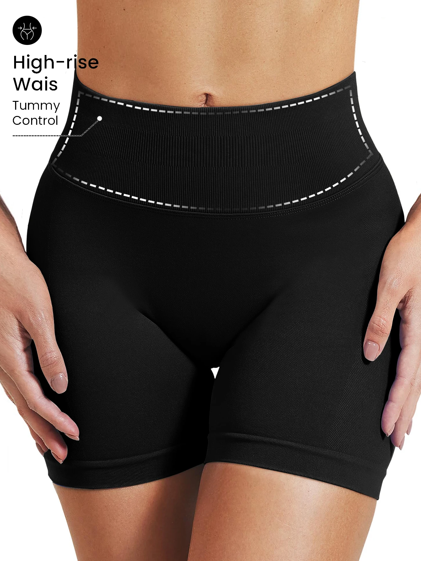 Pilates-Strickshorts für mittelschweres Training, hohe Dehnbarkeit, pfirsichfarbene Hüften, keine unangenehmen Linien, lässige Fitness – Detail 9