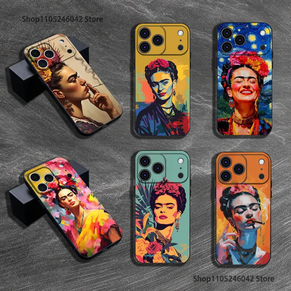 

Fashion F-FridaS-S K-Kahlo Wear-resistant Phone Case For iPhone 17,16,15,14,13,12,Pro,XS,Max,XR,Plus,E,SE4,Mini Black Soft Cover