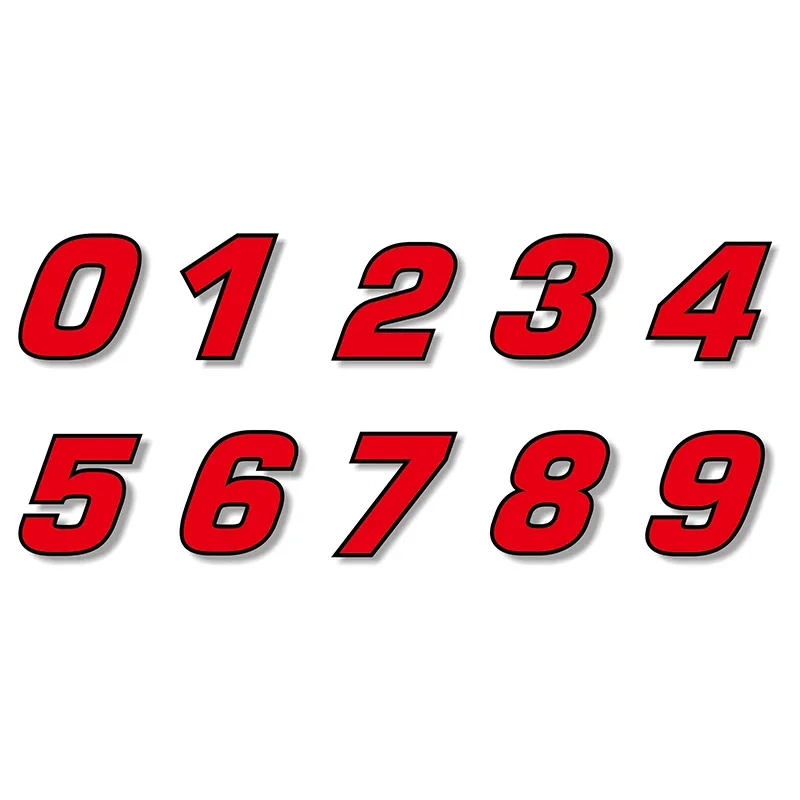 Numbers 0-9 Stiker Mobil Pribadi (Garis Merah) Quare Font Nomor Balap Stiker Nomor Untuk Mobil Motor Sepeda Stiker Vinil