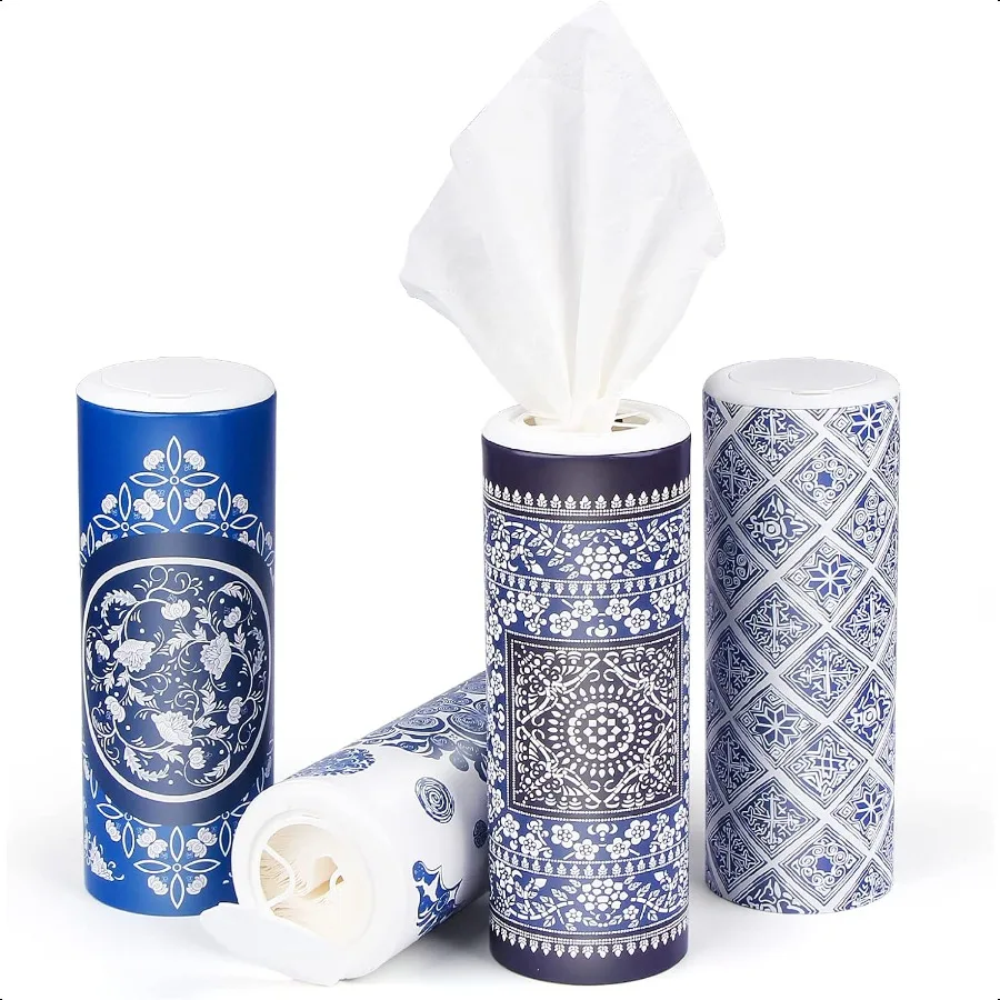 Car Canned Tissue Box Perfect Fit Cup Holder Facial Tissues 4 Canister 3Ply Car Napkins For Travel Home Office School