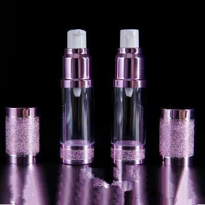 15ml 30ml 50ml Gold Pink Glitter Diamond Airless Vacuum Bottles Luxury Emulsion Lotion Fragrance Perfume Spray Bottle 10pcs/lot