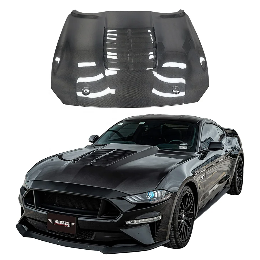 

2015-2023 for Ford Mustang Carbon Fiber GT500 Style Hood Bonnet Body Kit with Bolts New Condition