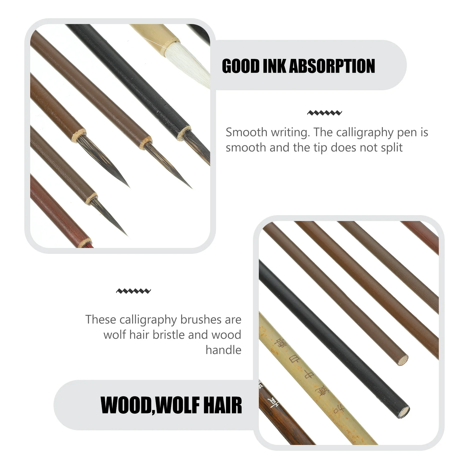 

7Pcs Chinese Calligraphy Brush Set Traditional Fine Tip Ink Brushes for Smooth Writing Painting Calligraphy Sumi