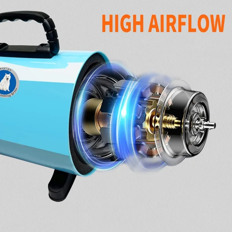 Dog Hair Dryer Pet Grooming Hair Dryer Adjustable Temperature and Speed High Power Suitable for Small, Medium and Large Dogs