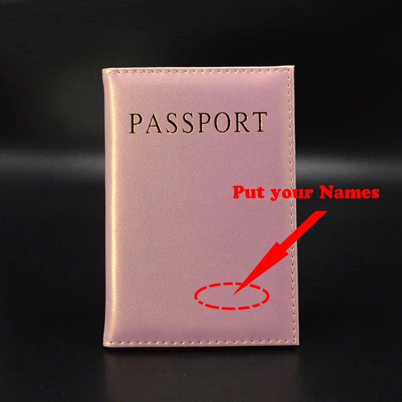 Couverture de passeport personnalisée pour femmes, couvertures de voyage roses avec noms, invitations de mariage pour filles