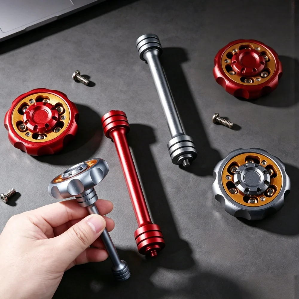 Metall-Szepter Fidget Spinner EDC Slider Spielzeug Rotierender Gyro Push Coin Stressabbau Anti-Angst Fingerspielzeug für Erwachsene