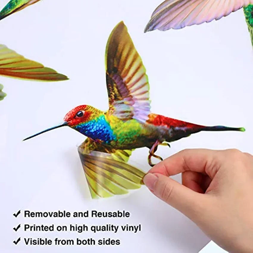6 Pieces Hummingbird Window Clings Anti-Collision Window Clings Decals to Prevent Bird Non Adhesive Vinyl Cling Stickers view 3