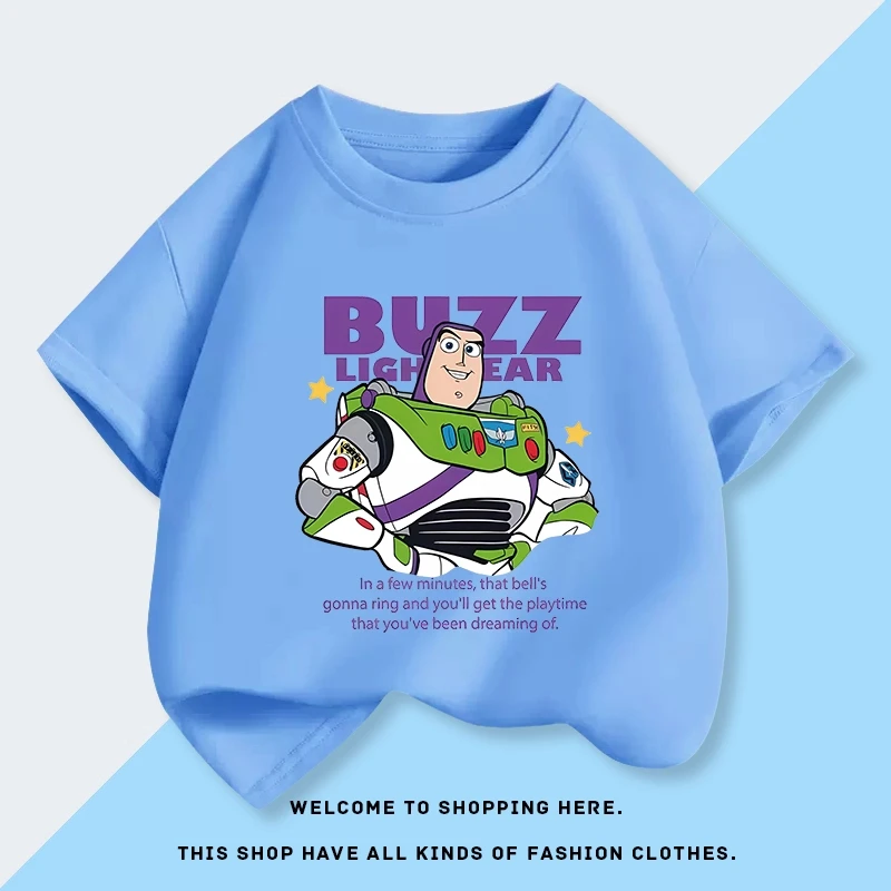 توي ستوري Buzz Lightyear العصرية الأولاد تي شيرت قصير الأكمام قميص جديد الصيف الأولاد القطن الخالص ملابس أطفال