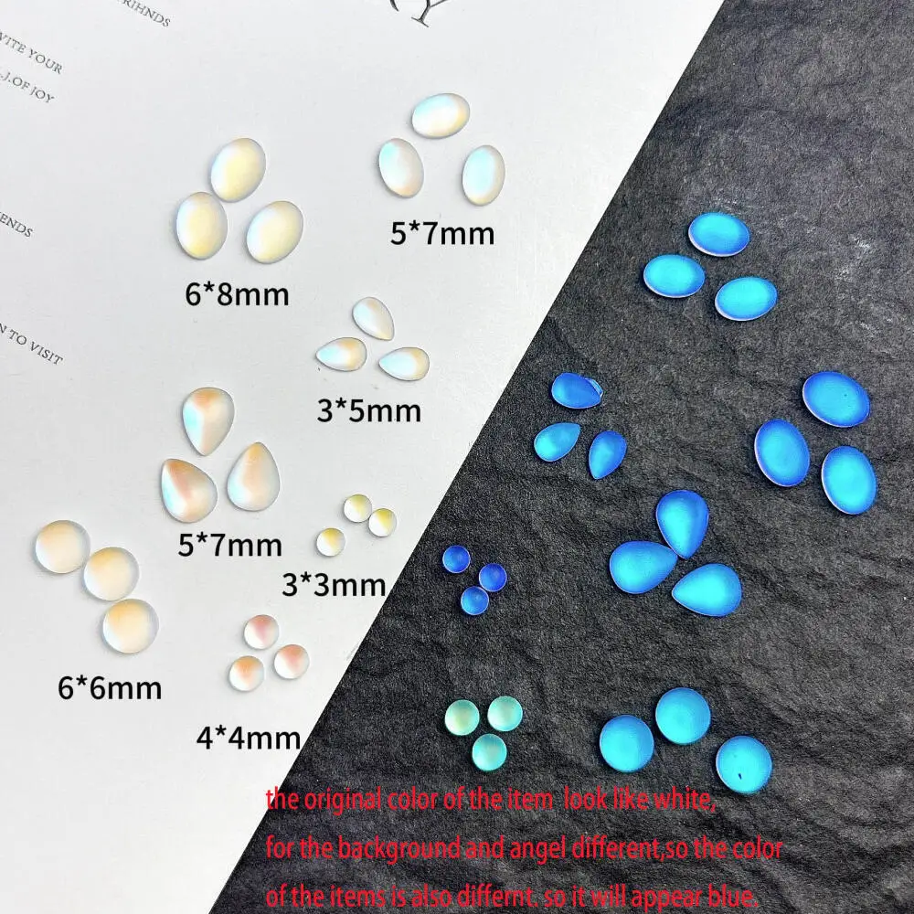 50Pcs Resin Gradient Oval Droplet Flatback Nail Rhinestones Matte Mini Circular Nail Art Charms Accessories DIY Nail Decorations