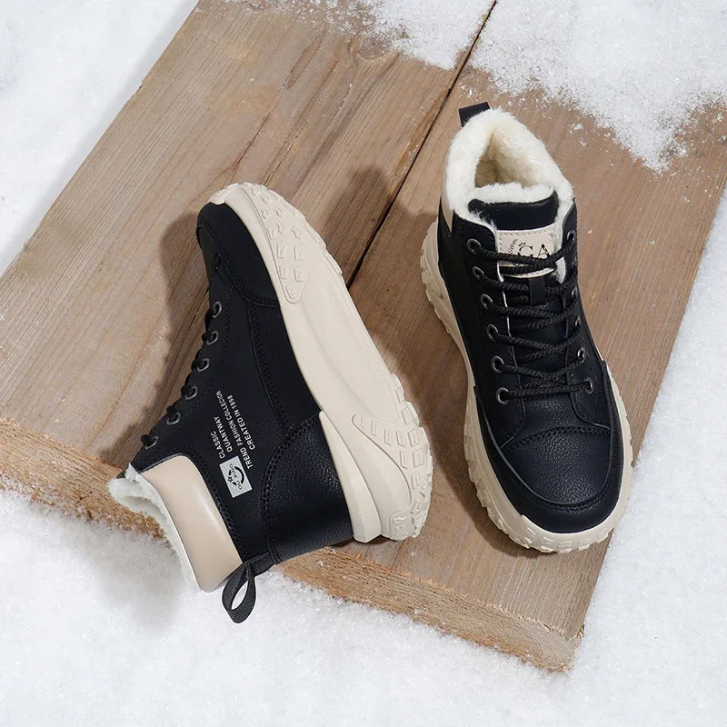 Women's Shoes Autumn Winter Flat Black Shoes Casual Cotton Shoes New Style Designer Sneakers Woman Plus Velvet Warm Snow Boots