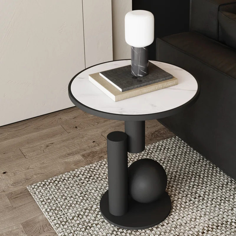 Light Luxury Modern Bedside Table Bedroom Minimalist Bedside Table Sofa Iron Edge Wind Rock Board