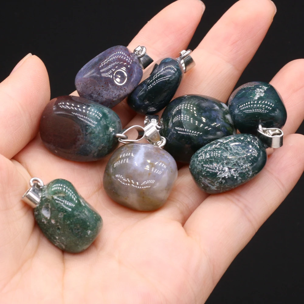 Natural Semi-precious Stone Pendant Irregular Cherry Blossom Agate for DIY Jewelry Making Necklace Size15x20-18x25