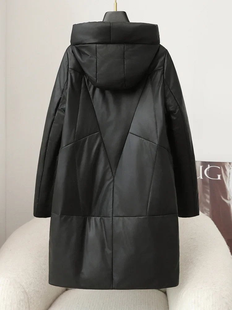 Manteau long chaud décontracté pour femme, veste femme, vêtements d'extérieur d'hiver, document noir, haute qualité, nouveau, 2024