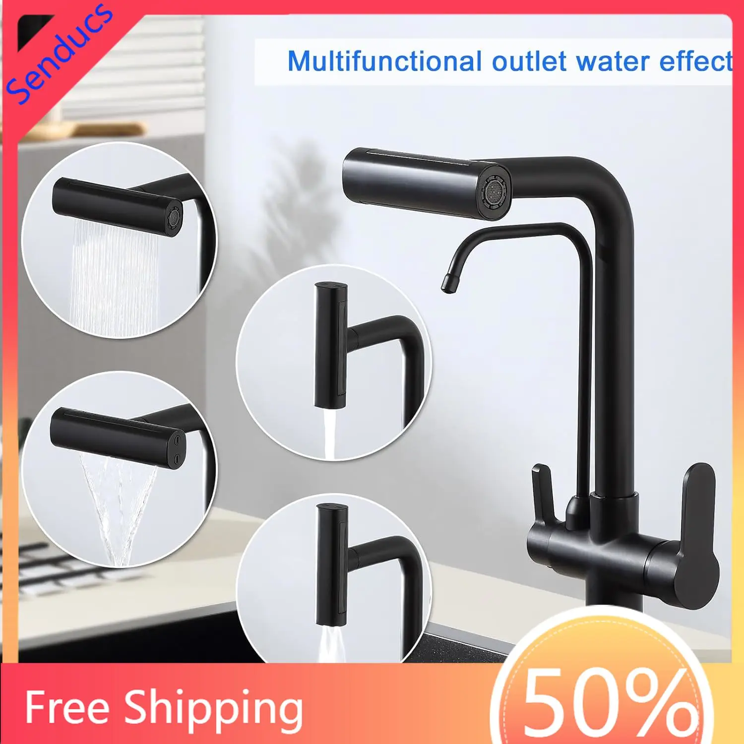 3 Way Pure Water Filter Kitchen Faucets Black Pull Out Filter Kitchen Sink Faucet Hot Cold Mixer Tap Pull Down Kitchen Faucet