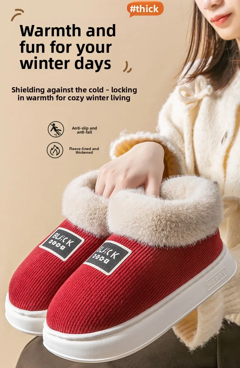 Cotton slippers men's autumn and winter 2026 new home indoor heating piled thickened thermal bag and cotton shoes men's winter