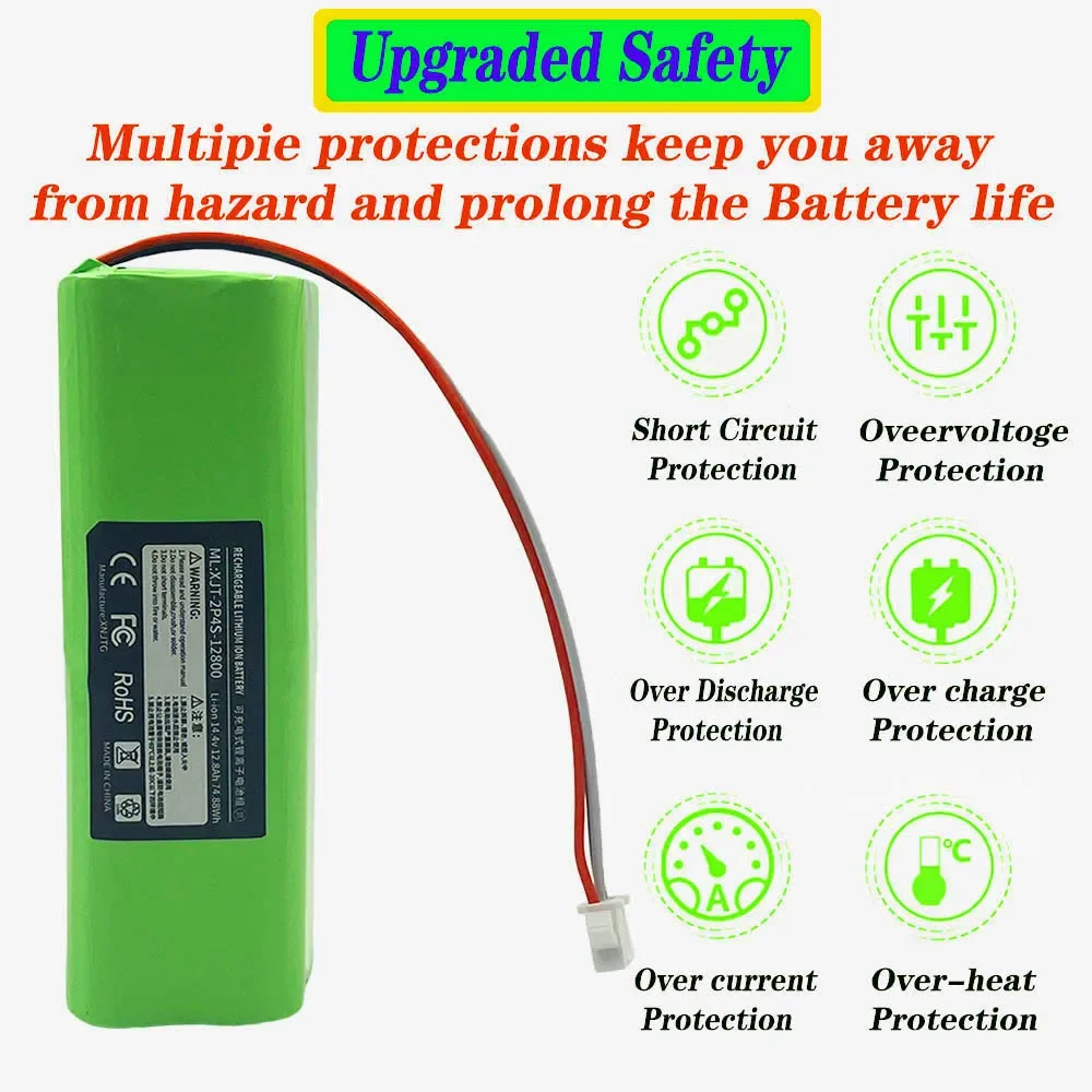 Original 12800mAh For XiaoMi Lydsto R1 Rechargeable Li-ion Battery Robot Vacuum Cleaner For Viomi S9 Battery Pack Big Capacity