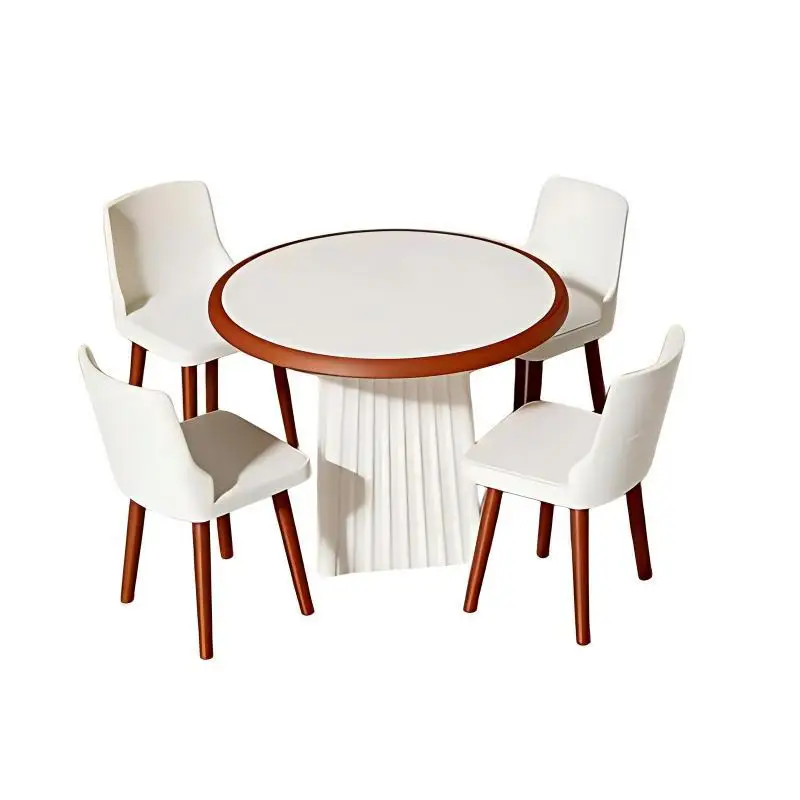 Miniature Round Dining Table Chairs Set 1/12 Dollhouse Mini Simulation Furniture Ornament Micro Scene Decor Photography Prop
