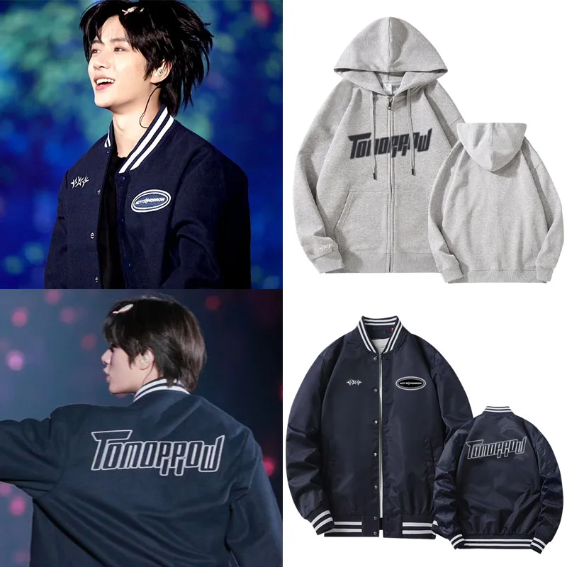 Concert Tour TXT ACT ORROW Printed Stand Collar Baseball Jacket Hoodie Sweatshirt Zipper Coat Loose Fit Youth Fashion Cotton ...