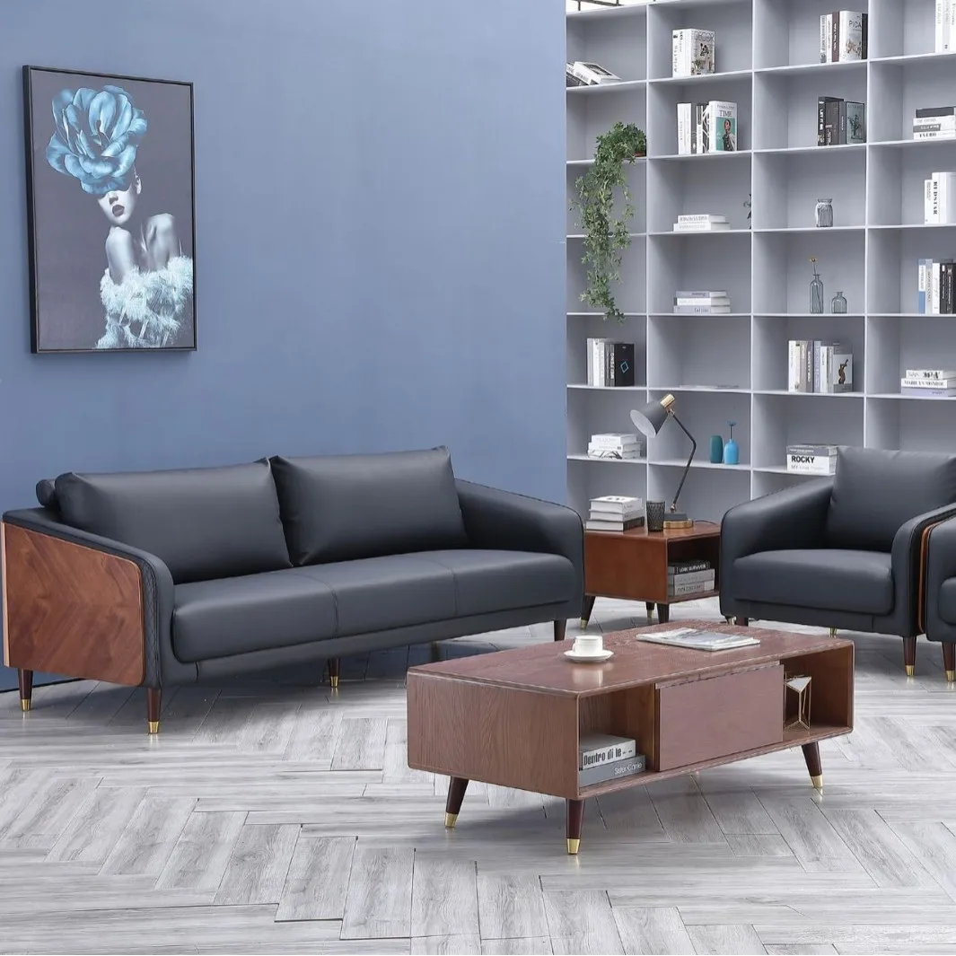 Office sofa coffee table combination simple modern business meeting leisure reception negotiation leather negotiation seat