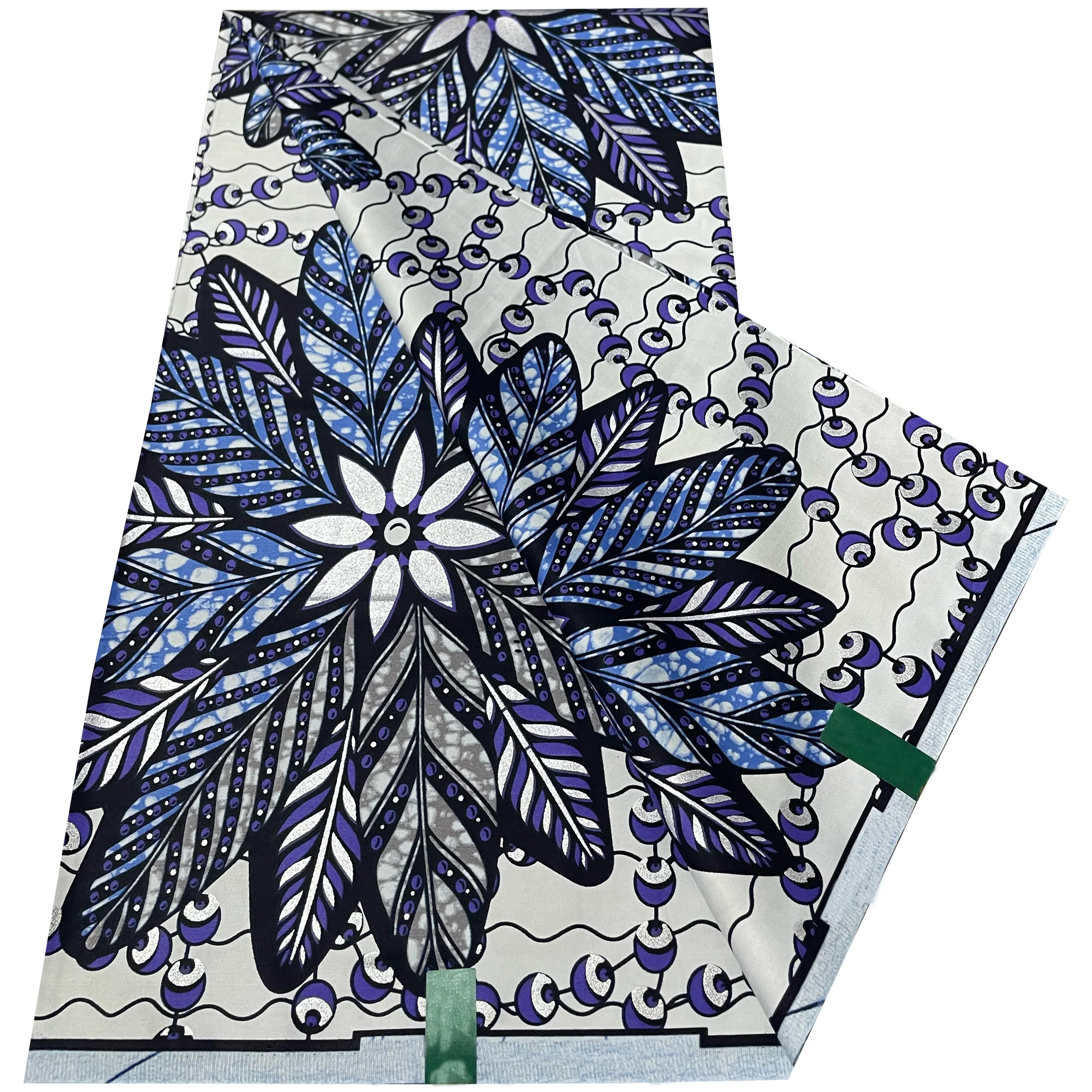 New Dutch Ankara African Wax Print Fabric Blue Purple Big Floral Pattern 6Yards Cotton Batik Pagne for Women Dress Sewing Aso