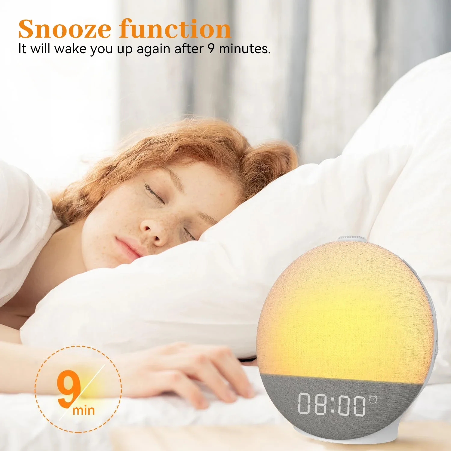 Wake Up Light Sunrise Alarm Clock White Noise Machine 30 Soothing Sounds 12 Color Dimmable Night Light for Bedroom Heavy Sleeper