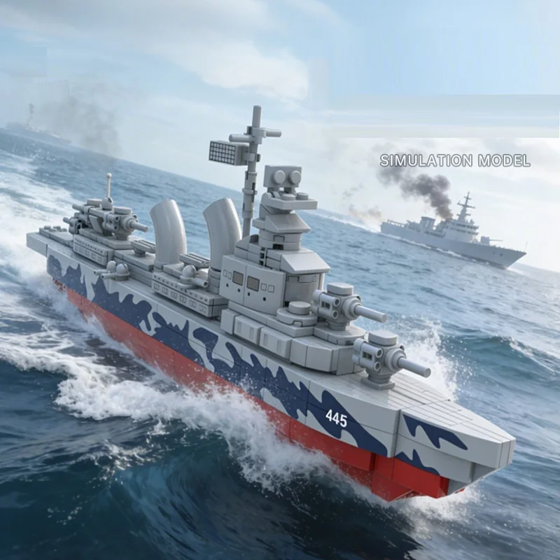 Destroyer Ship Warship Military Model Building Blocks Classics WW2 Battleship Bricks Toy Christmas Gift Desktop Ornament