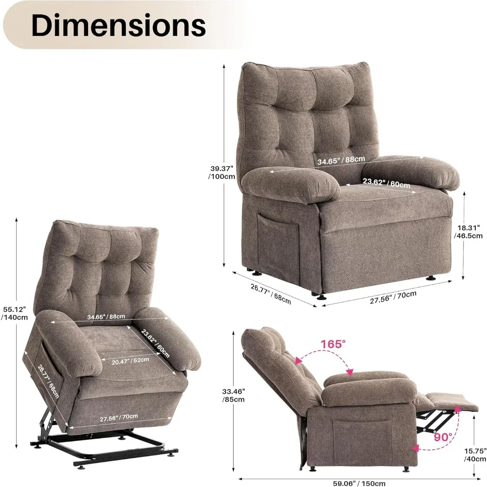 Silla elevadora, sillón reclinable con elevación eléctrica, silla reclinable con elevación eléctrica de triple motor para personas mayores, silla reclinable eléctrica, silla elevadora eléctrica