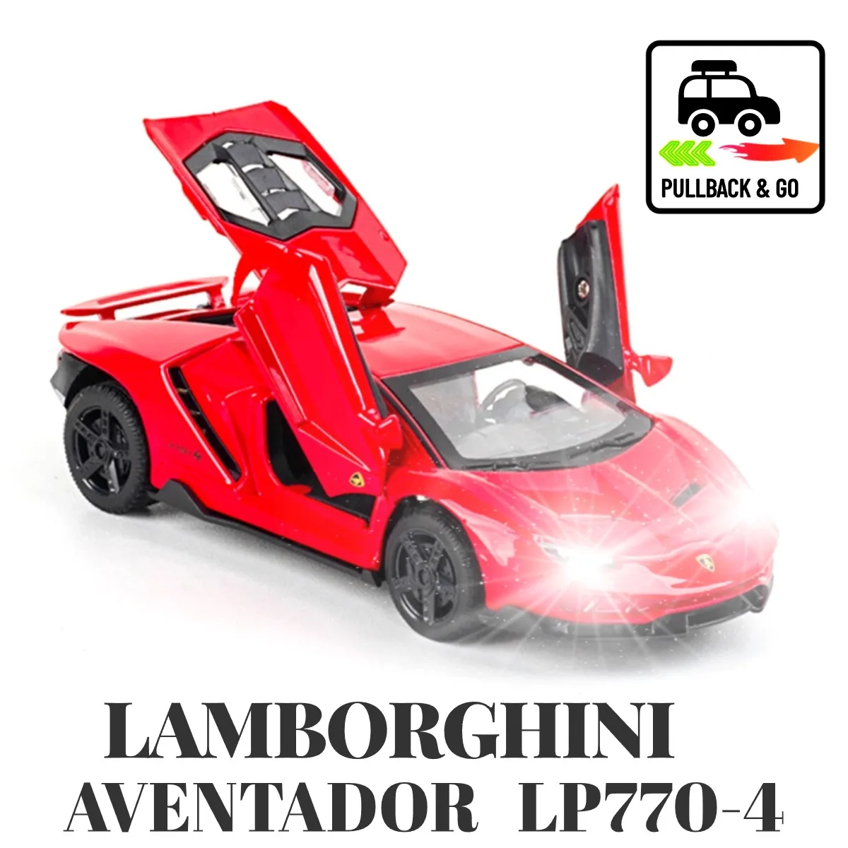 

1:32 Lamborghini Aventador LP770-4 Pullback Car Toy with Lights Engine Sound Diecast Car Model Scale Replica Gift Kid Boy Toy