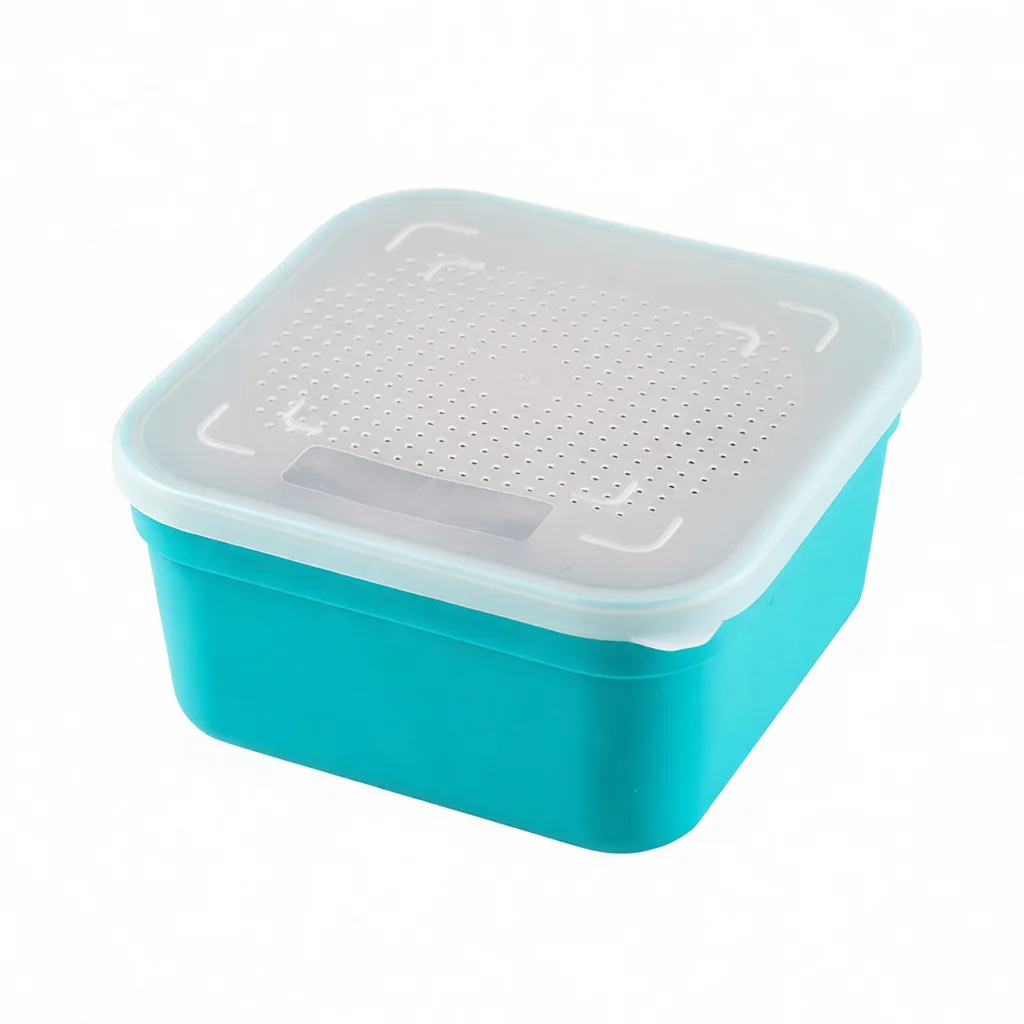 Fishing Bait Storage Box With Drain Basket Breathable Live Worm Holder Case For Carp Fishing Tackle Equipment Supplies