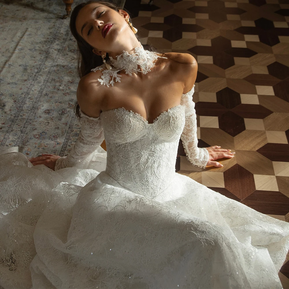 Customized Boho White Organza Wedding Dress Formal Sweetheart Sleeveless Bridal Gowns Boho A-Line Court Train Vestido De Novia