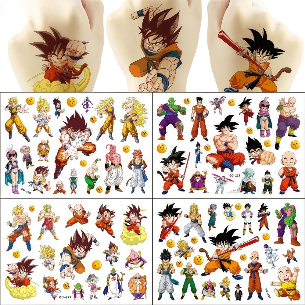 Dragon Ball Kids Temporary Tattoos Water Transfer Stickers Safe Skin Fun Designs Classroom Rewards Party Favors Easy ApplyRemove