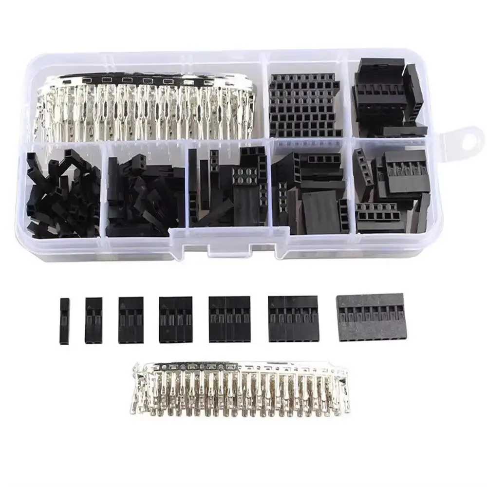 310Pcs/Set 2.54mm Wire Jumper With Box Male Crimp Pins Pin Header Connector Female Pin Connector 1-8P Terminal Connector