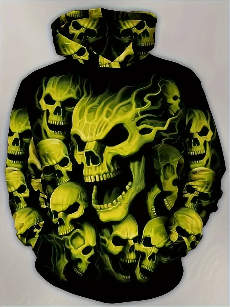 

New Fashion Gothic Harajuku Skeleton Skeleton 3D Printed Men's Hoodie Autumn And Winter Halloween Element Sweatshirts Clothing
